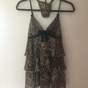 Betsey Johnson Leopard Print Baby Doll and Thong